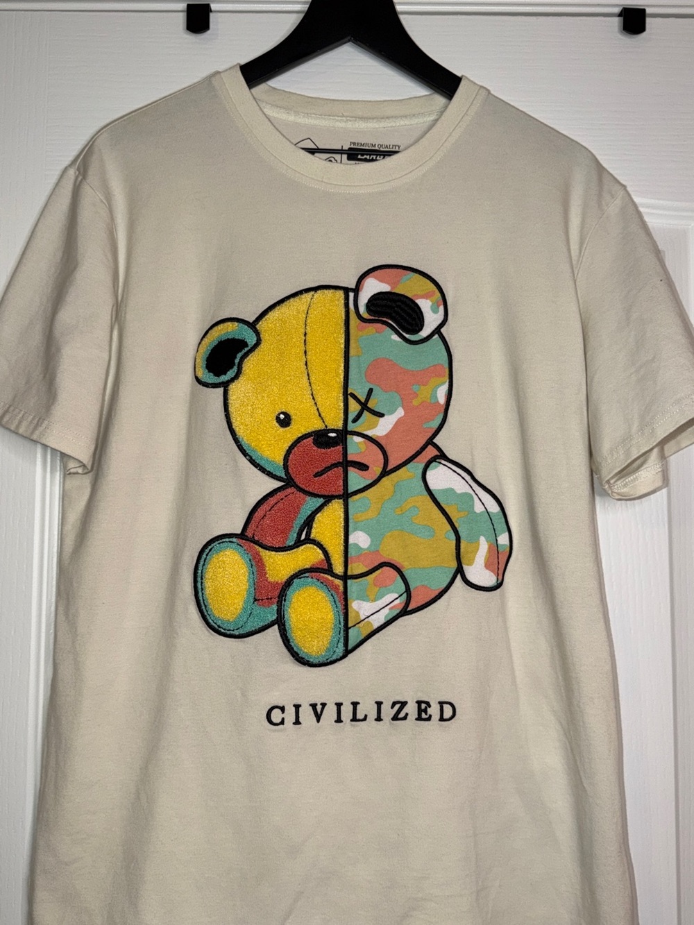 Civilized Clothing split-patch teddy bear shirt